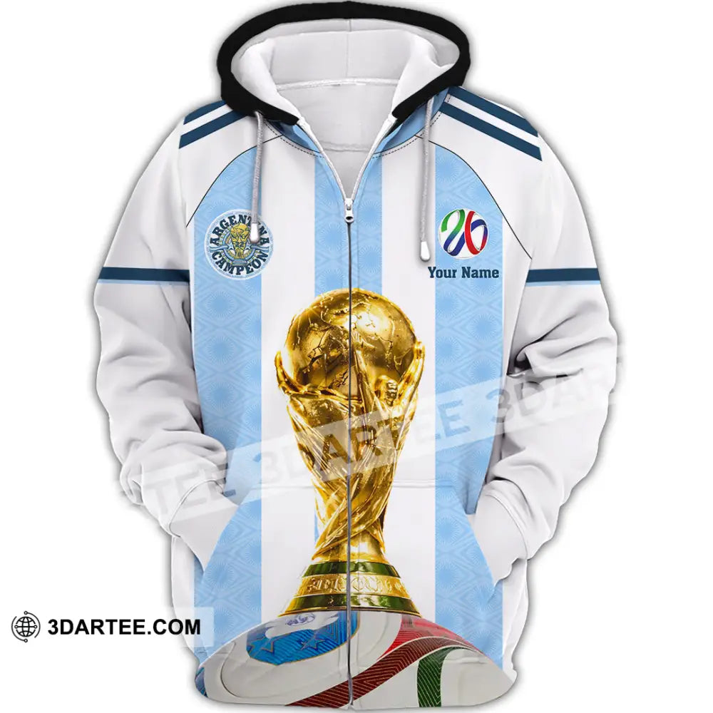 Unisex Shirt - Custom Argentina World Cup 2026 3D Shirt - Zipper Hoodie / S - T-shirt