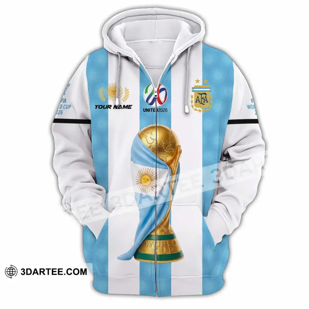 Unisex Shirt - Custom Argentina World Cup 2026 3D Shirt - Zipper Hoodie / S - T-shirt