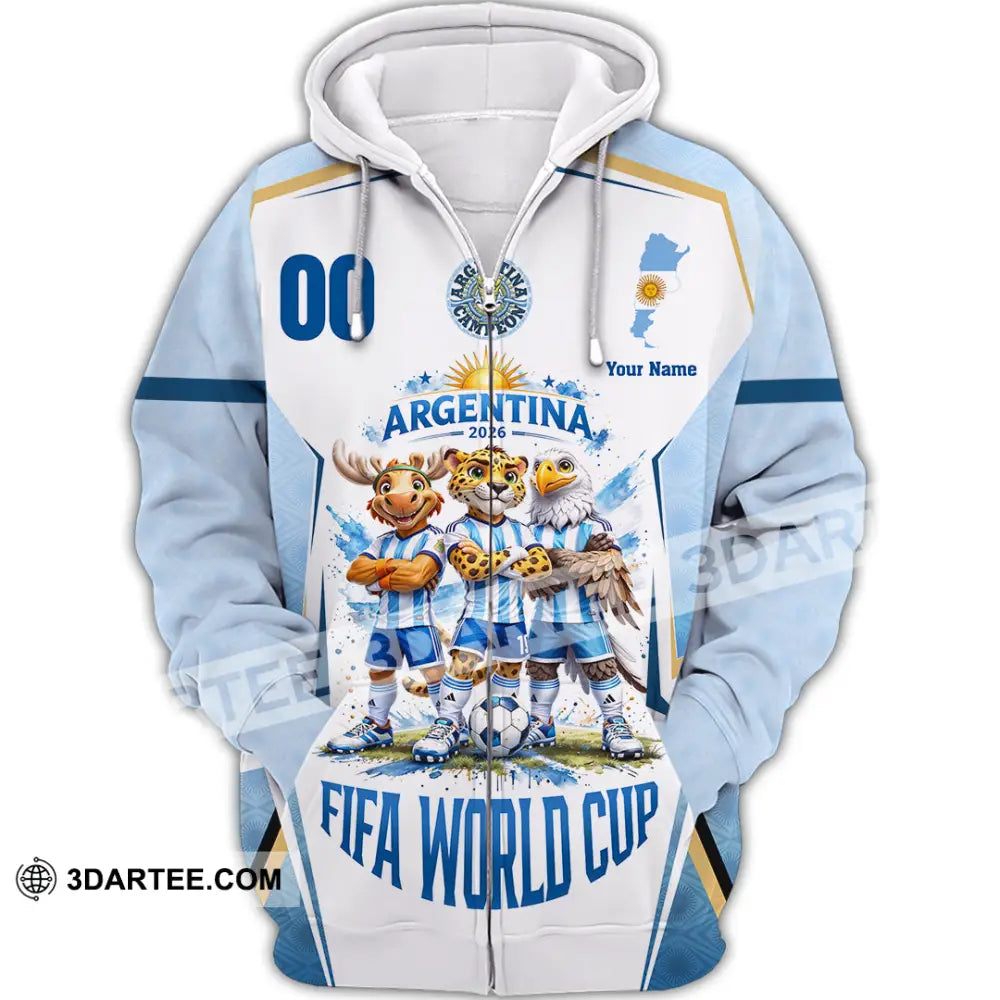 Unisex Shirt - Custom Argentina World Cup 2026 3D Shirt - Zipper Hoodie / S - T-shirt