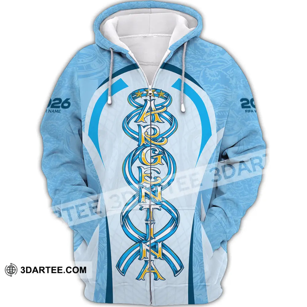 Unisex Shirt - Custom Argentina World Cup 2026 3D Shirt Zipper Hoodie / S T-shirt
