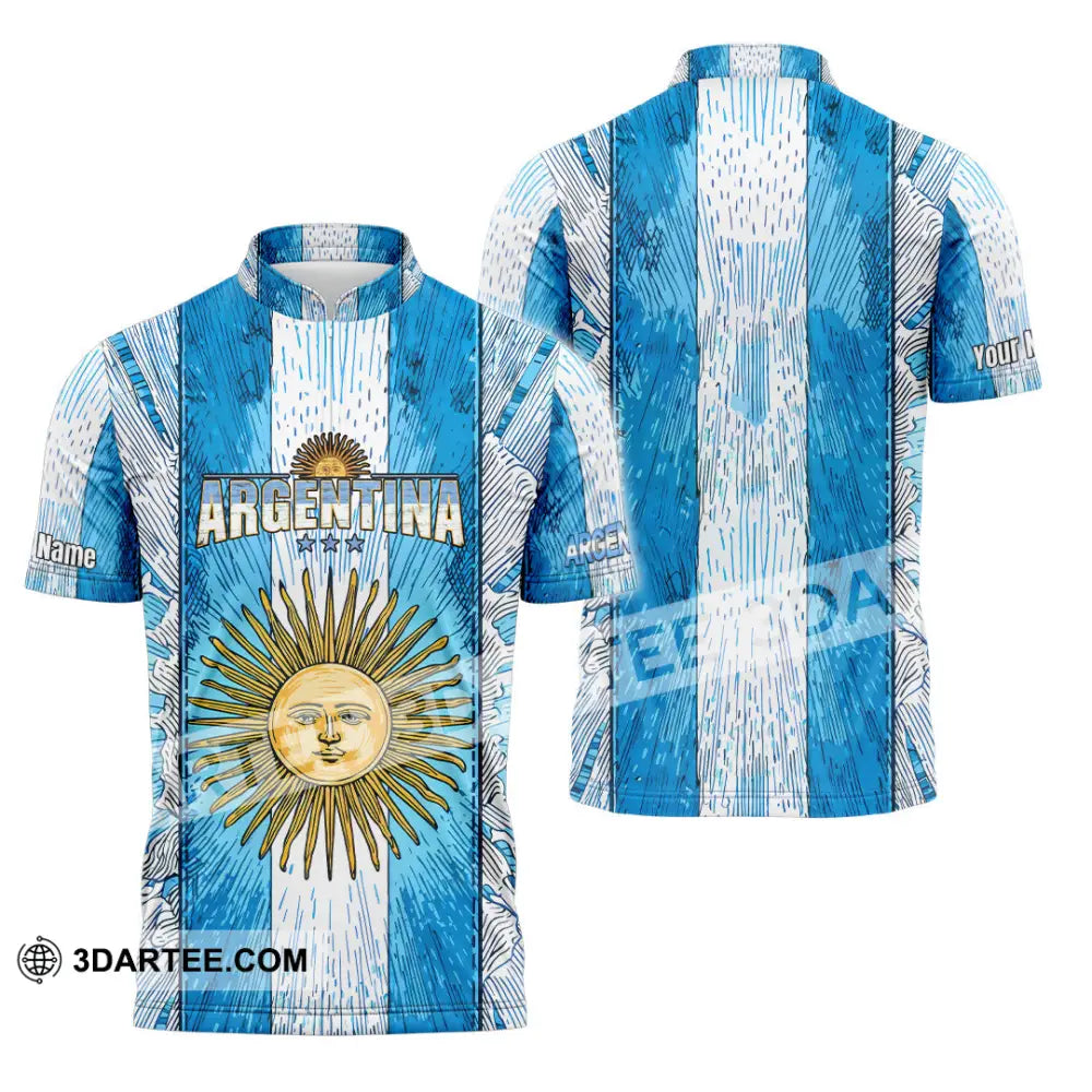 Unisex Shirt - Custom Argentina World Cup 2026 3D Shirt Zipper Polo Shirt / S T-shirt