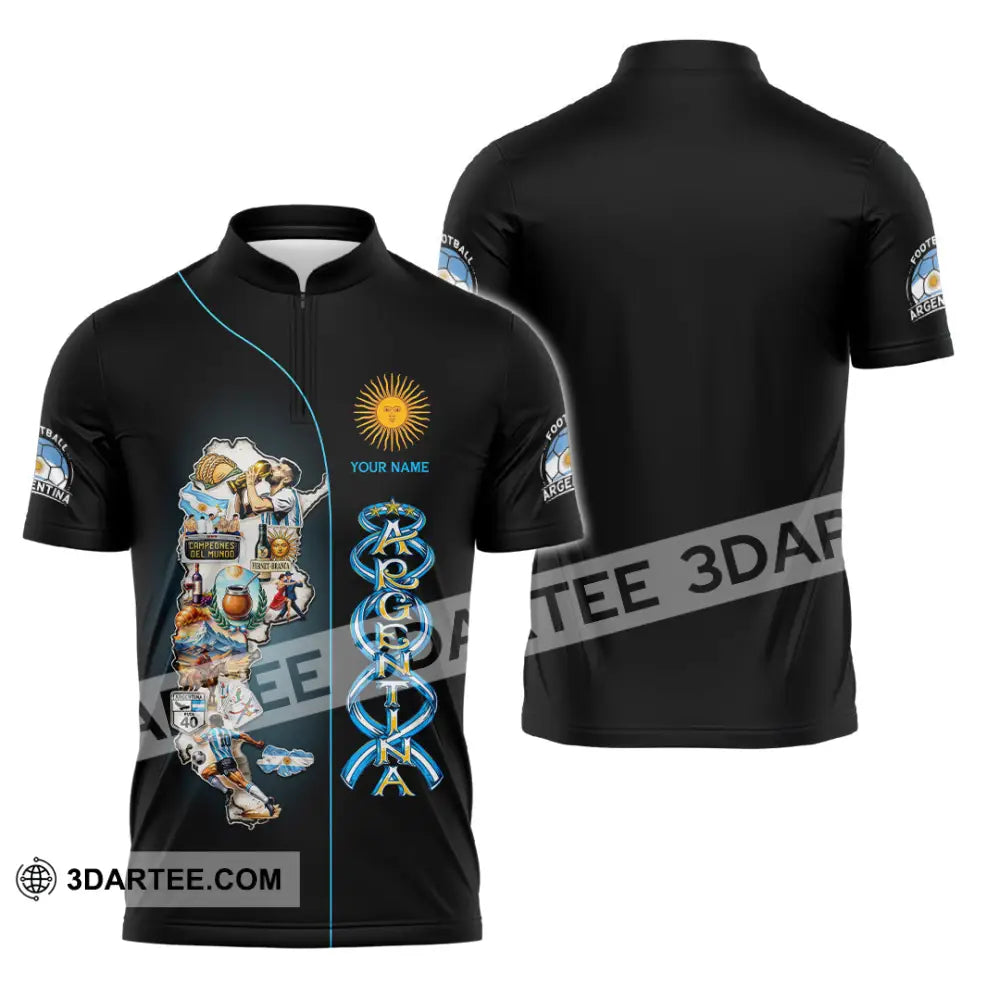 Unisex Shirt - Custom Argentina 3D Shirt Zipper Polo Shirt / S T-shirt