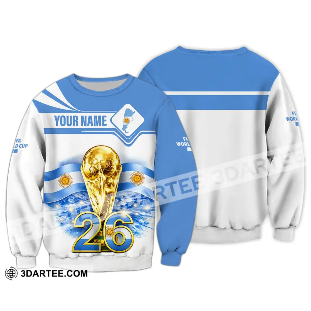 Unisex Shirt - Custom Argentina Fifa World Cup 2026 3D Shirt Long Sleeve / S T-shirt