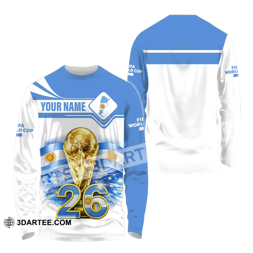 Unisex Shirt - Custom Argentina Fifa World Cup 2026 3D Shirt Long Sleeve Shirt / S T-shirt