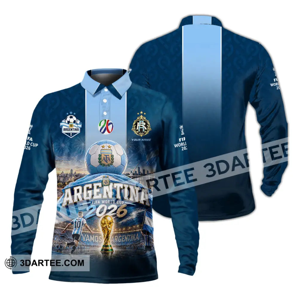 Unisex Shirt - Custom Argentina World Cup 2026 Shirt - Long Sleeve Polo / S - T-shirt