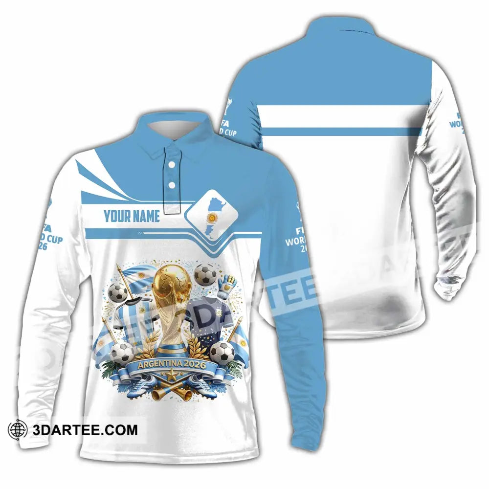 Unisex Shirt - Custom Argentina World Cup 2026 Shirt - Long Sleeve Polo / S - T-shirt