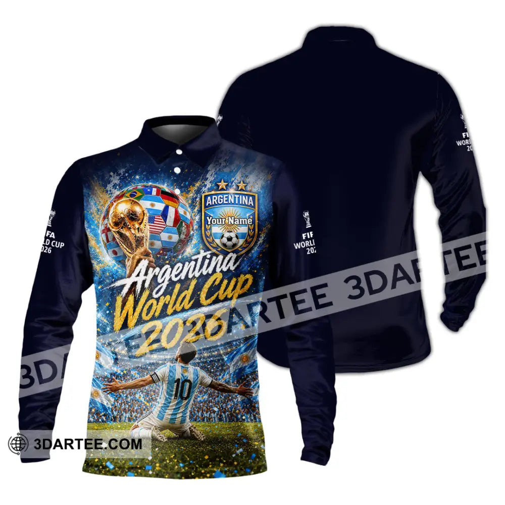Unisex Shirt - Custom Argentina World Cup 2026 Shirt - Long Sleeve Polo / S - T-shirt