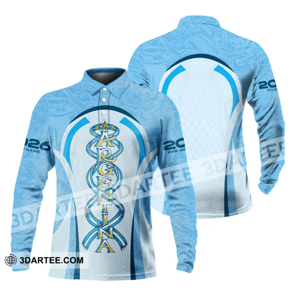 Unisex Shirt - Custom Argentina World Cup 2026 3D Shirt Long Sleeve Polo / S T-shirt