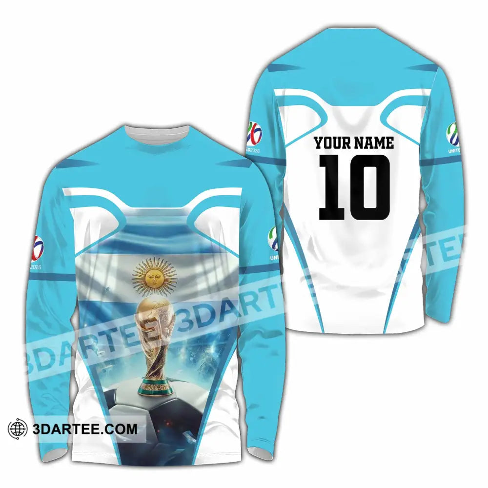 Unisex Shirt - Custom Argentina World Cup 2026 3D Shirt Long Sleeve Shirt / S T-shirt
