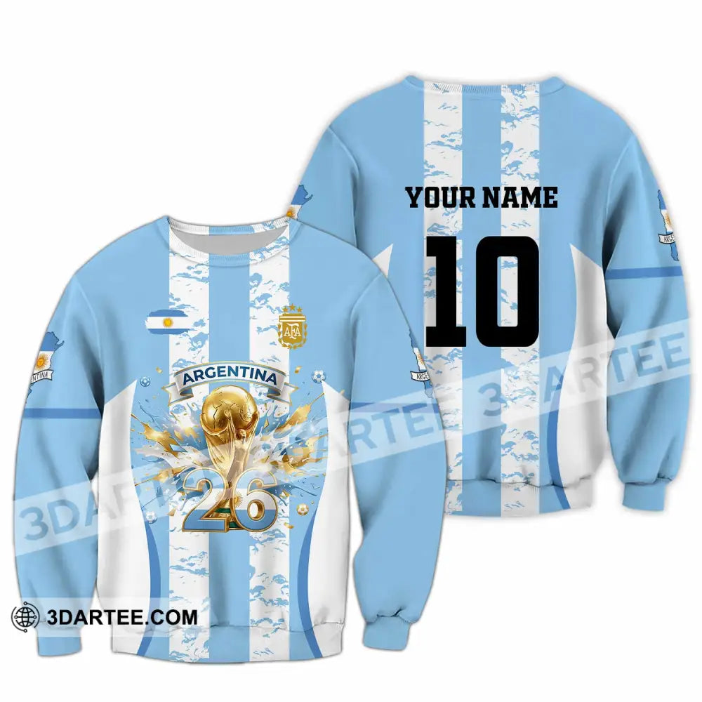 Unisex Shirt - Custom Argentina World Cup 2026 3D Shirt Long Sleeve / S T-shirt
