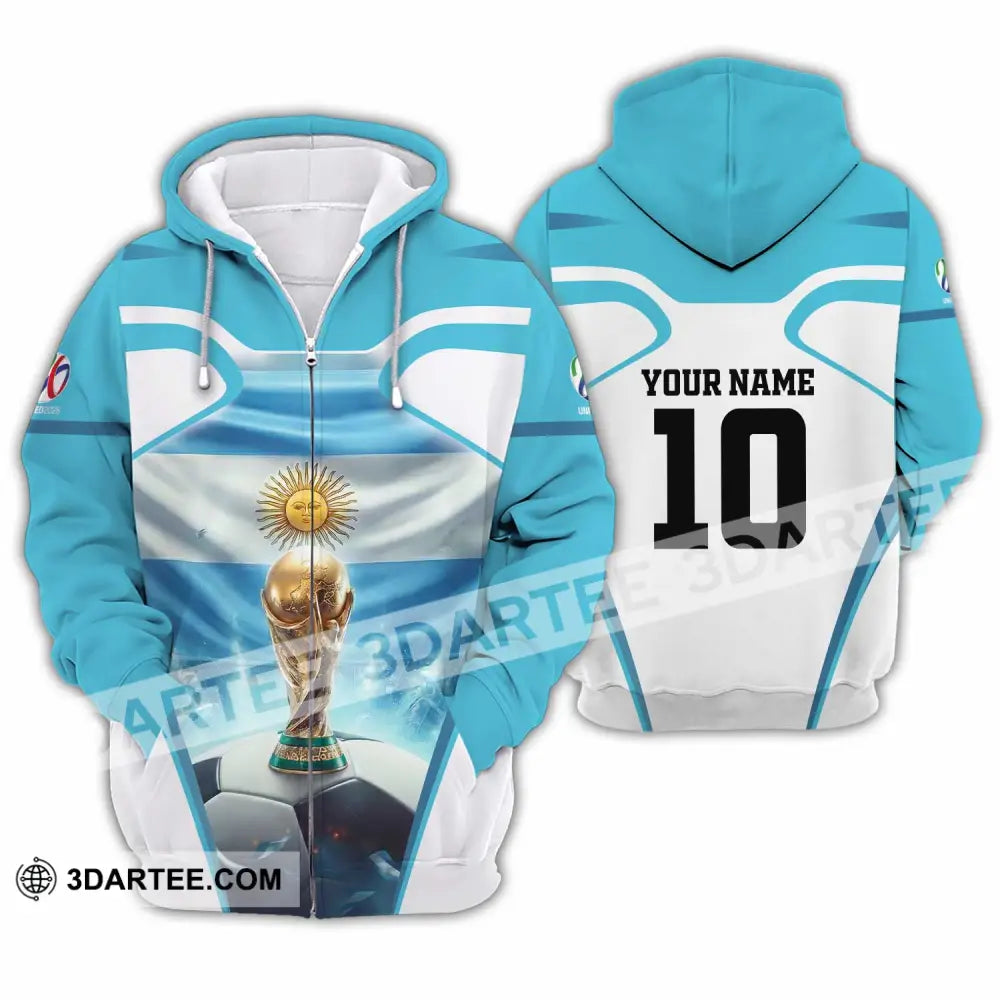 Unisex Shirt - Custom Argentina World Cup 2026 3D Shirt Zipper Hoodie / S T-shirt