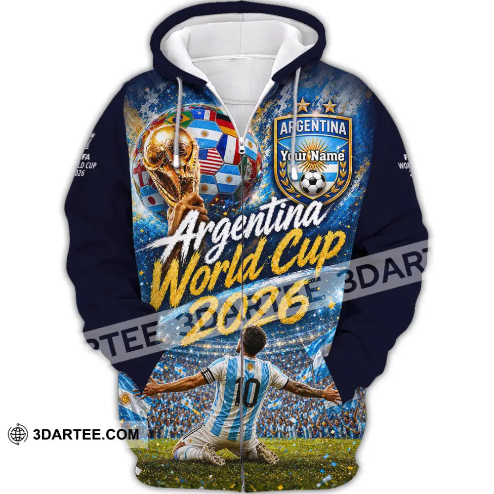 Unisex Shirt - Custom Argentina World Cup 2026 Shirt - Zipper Hoodie / S - T-shirt