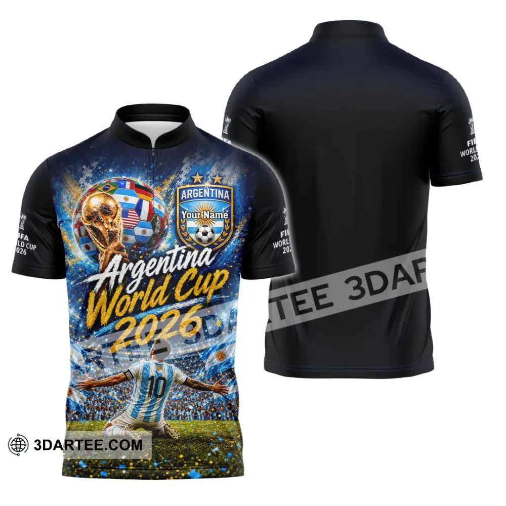 Unisex Shirt - Custom Argentina World Cup 2026 Shirt - Zipper Polo Shirt / S - T-shirt