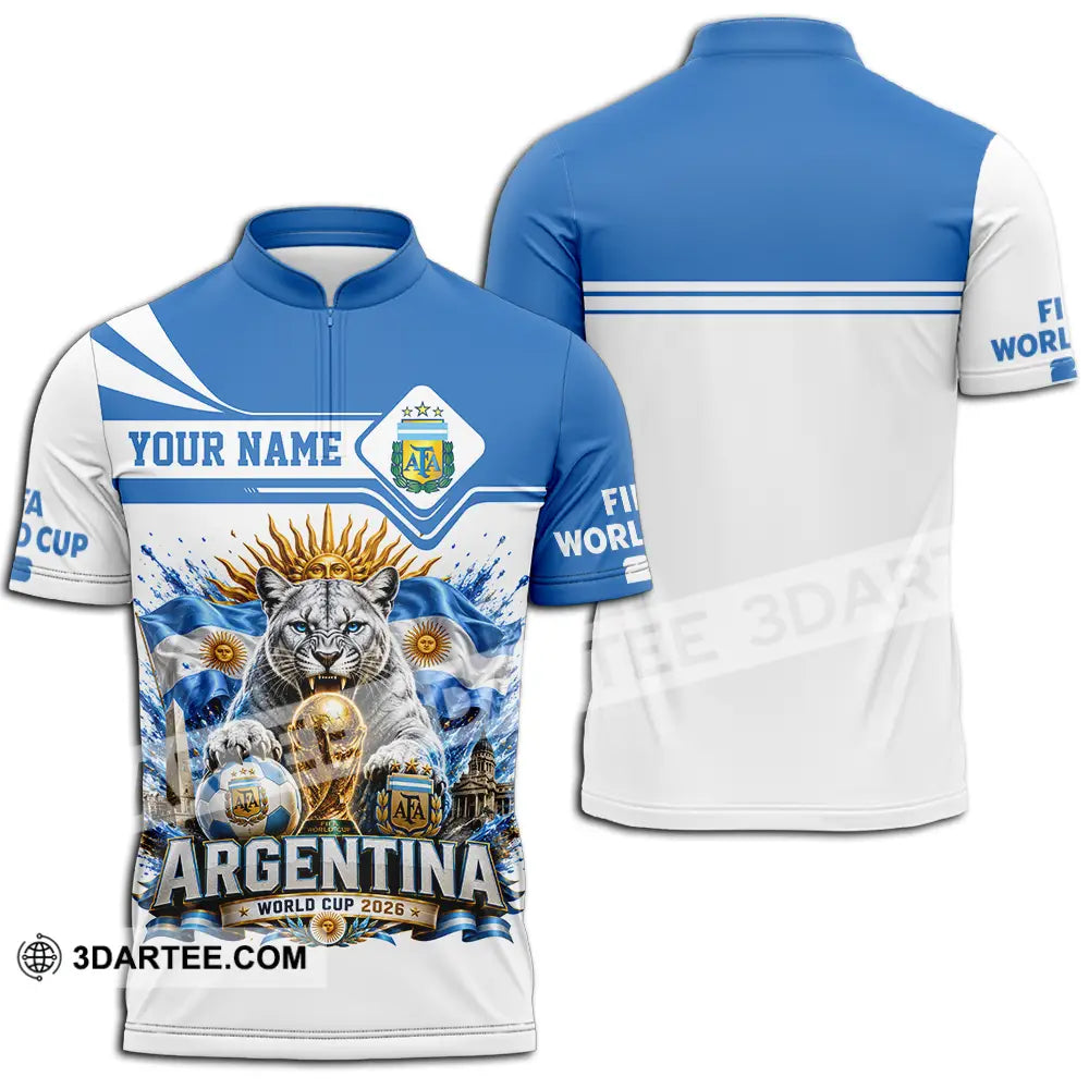 Unisex Shirt - Custom Argentina World Cup 2026 Shirt - Zipper Polo Shirt / S - T-shirt
