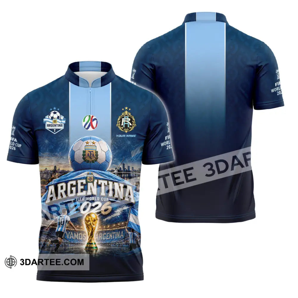Unisex Shirt - Custom Argentina World Cup 2026 Shirt - Zipper Polo Shirt / S - T-shirt