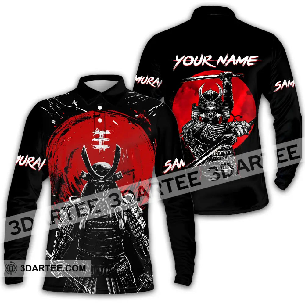 Unisex Shirt - Custom Armor Samurai Name Long Sleeve Polo / S T-Shirt