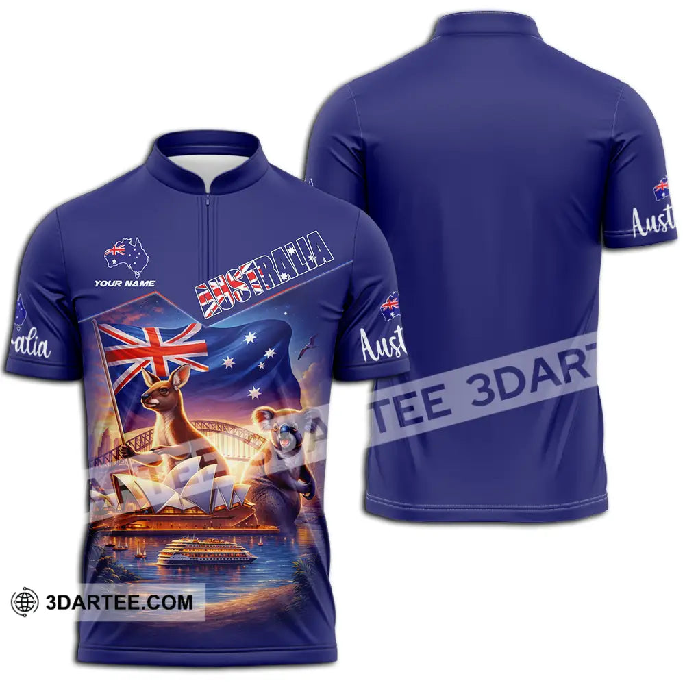 Unisex Shirt - Custom Australia 3D Shirt Zipper Polo Shirt / S T-shirt