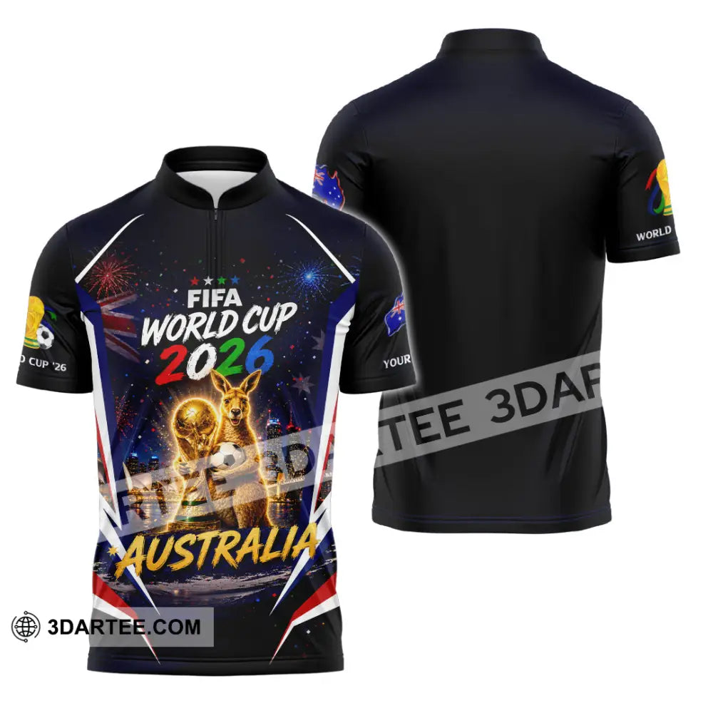 Unisex Shirt - Custom Australia World Cup 2026 Shirt - Zipper Polo Shirt / S - T-shirt