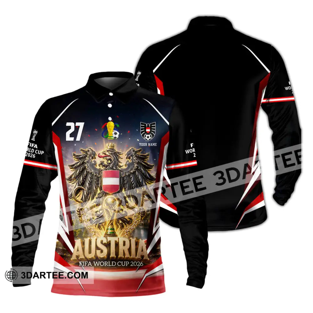 Unisex Shirt - Custom Austria World Cup 2026 Shirt - Long Sleeve Polo / S - T-shirt