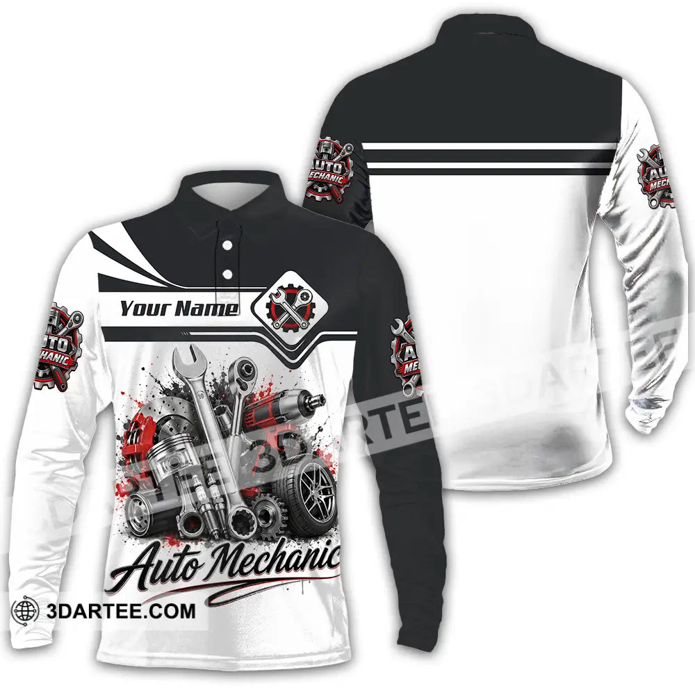 Unisex Shirt - Custom Auto Mechanic Shirt - Long Sleeve Polo / S - T-shirt