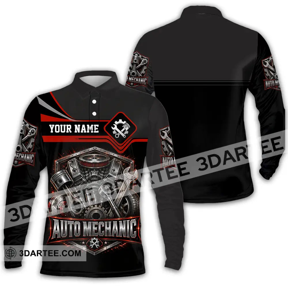 Unisex Shirt - Custom Auto Mechanic Shirt - Long Sleeve Polo / S - T-shirt