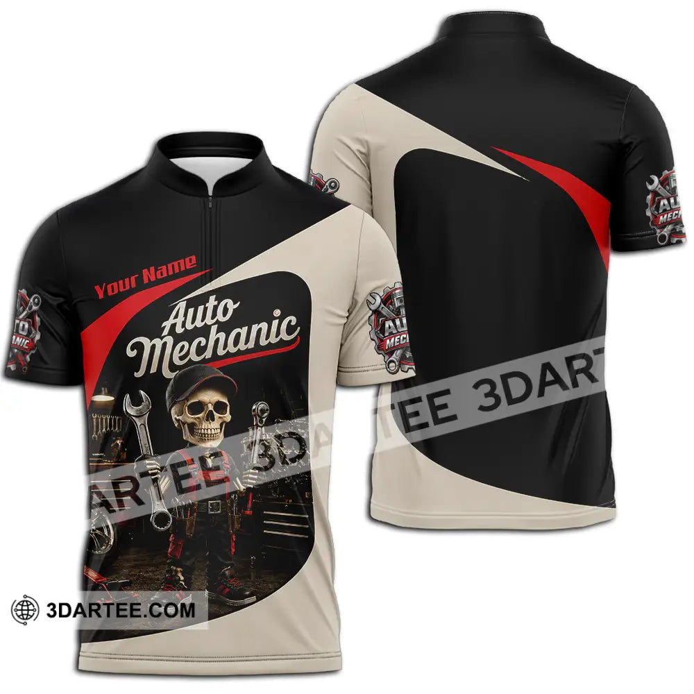 Unisex Shirt - Custom Auto Mechanic Shirt - Zipper Polo Shirt / S - T-shirt