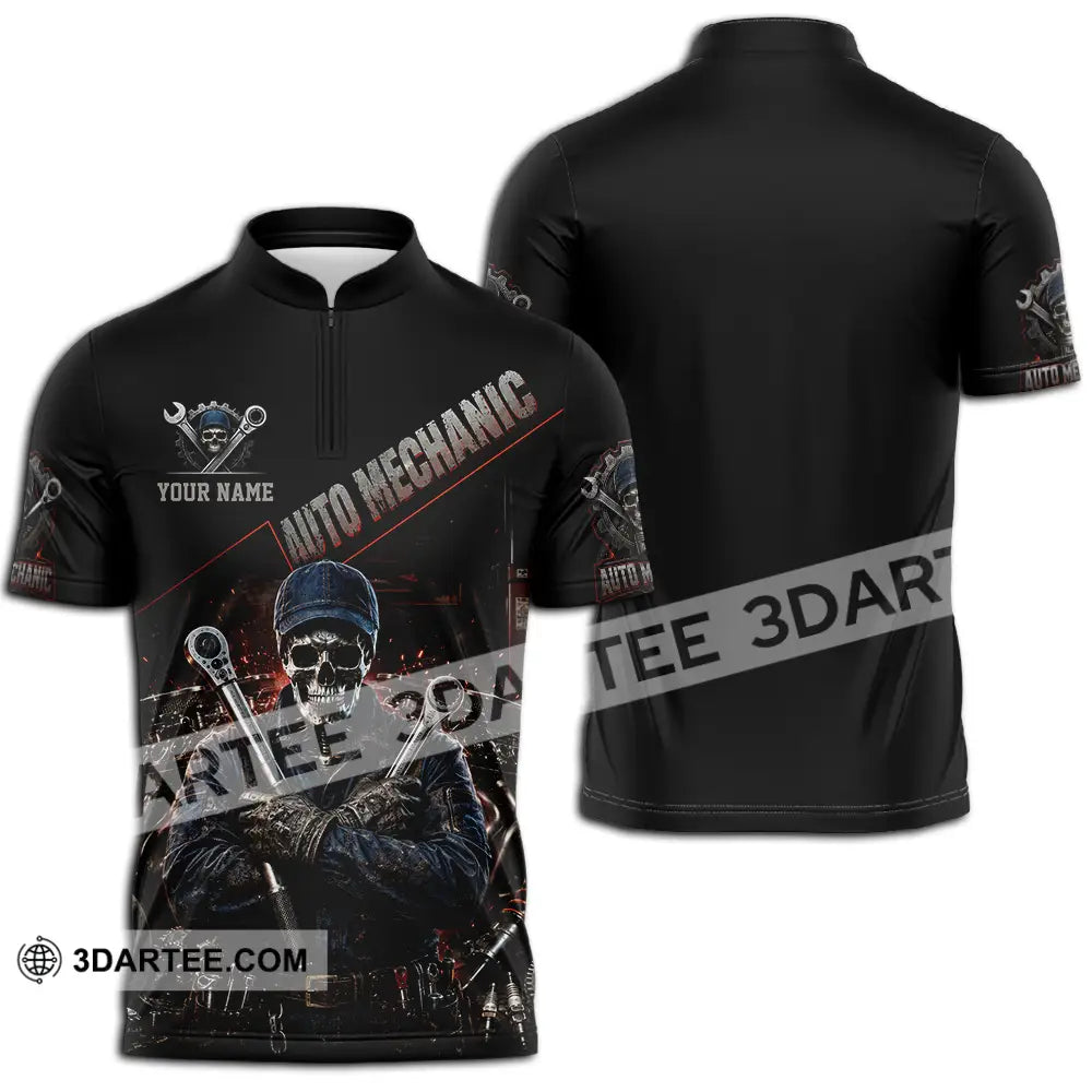 Unisex Shirt - Custom Auto Mechanic Shirt - Zipper Polo Shirt / S - T-shirt