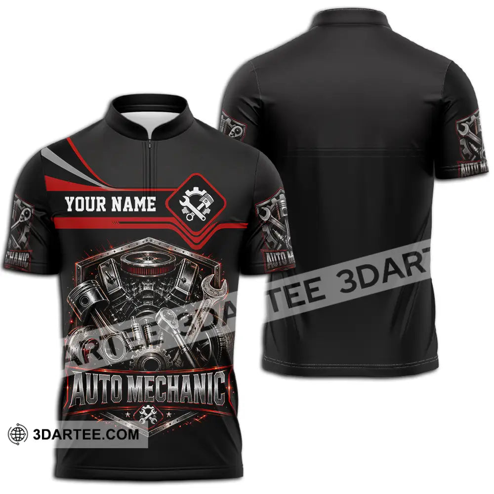 Unisex Shirt - Custom Auto Mechanic Shirt - Zipper Polo Shirt / S - T-shirt