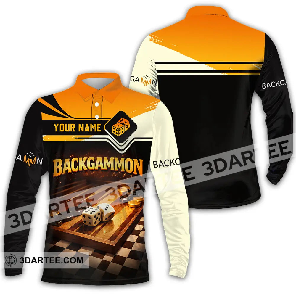 Unisex Shirt - Custom Backgammon 3D Shirt Long Sleeve Polo / S T-shirt