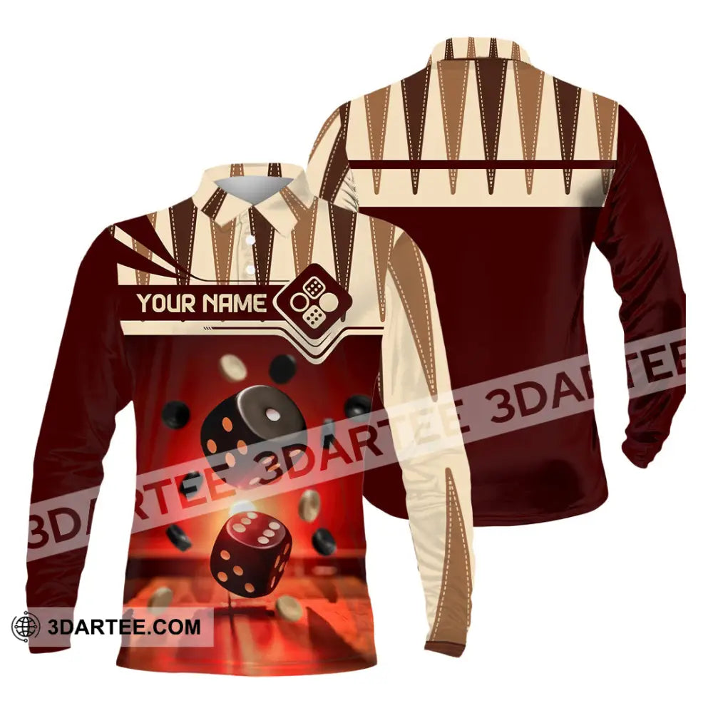 Unisex Shirt - Custom Backgammon 3D Shirt Long Sleeve Polo / S T-shirt