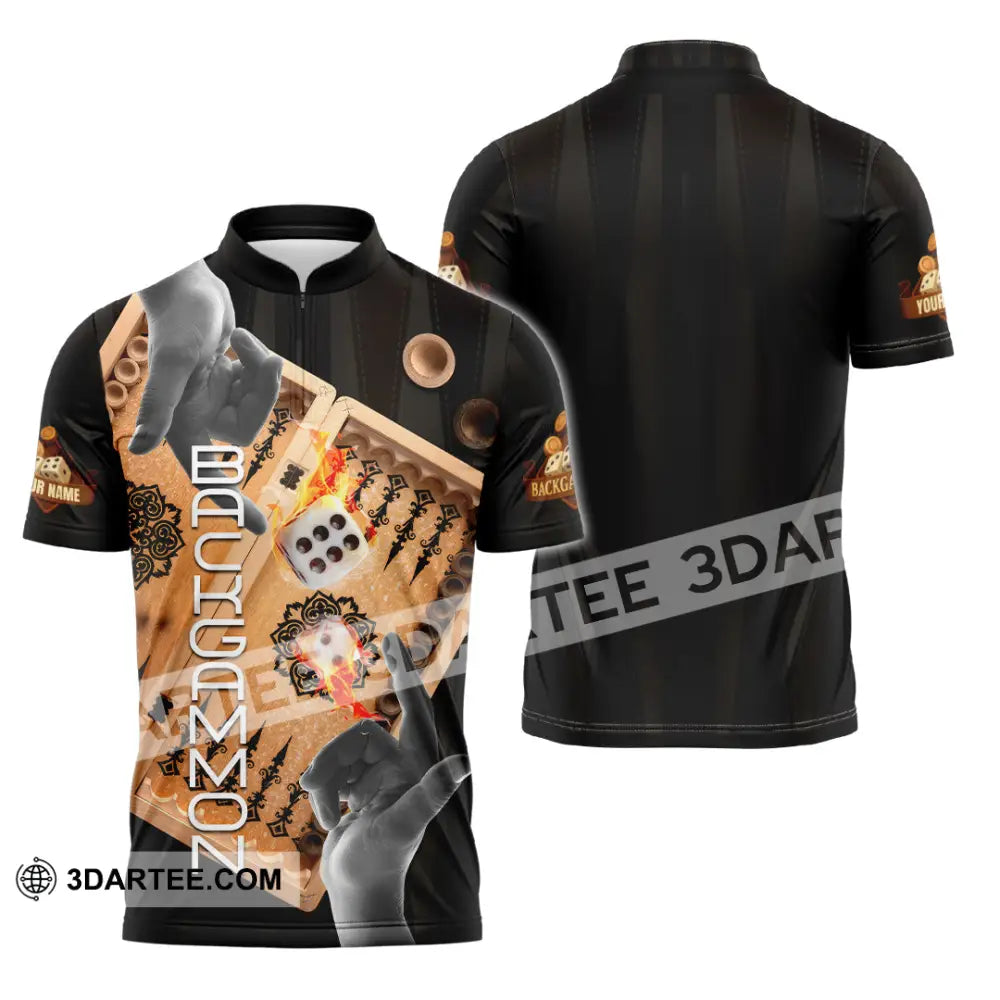 Unisex Shirt - Custom Backgammon 3D Shirt Zipper Polo Shirt / S T-shirt