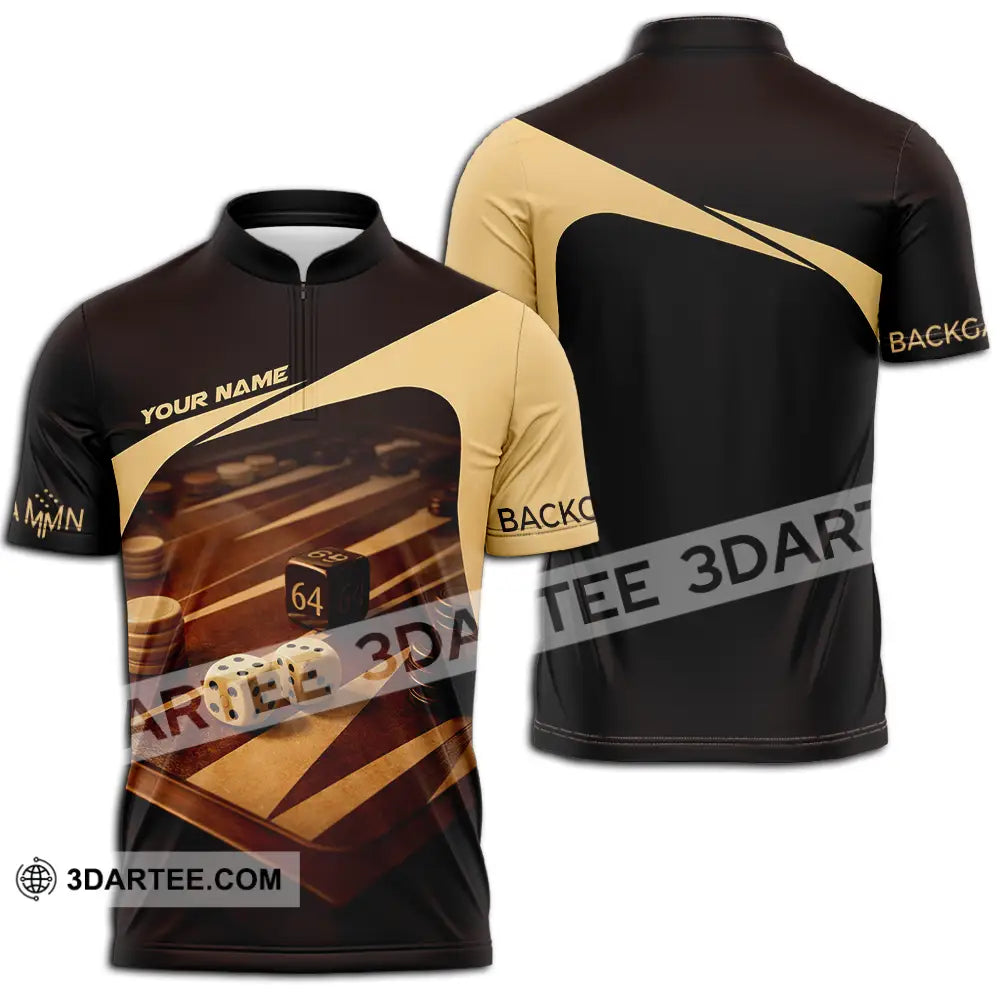 Unisex Shirt - Custom Backgammon 3D Shirt Zipper Polo Shirt / S T-shirt