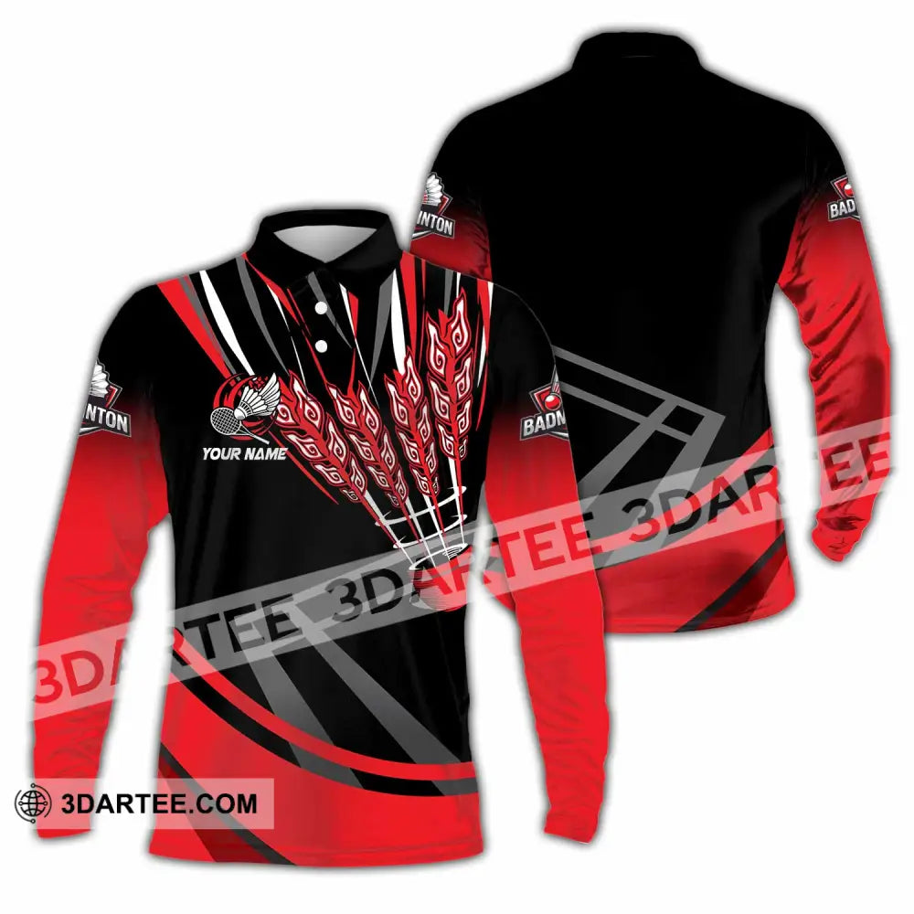 Unisex Shirt - Custom Badminton 3D Shirt Long Sleeve Polo / S T-shirt