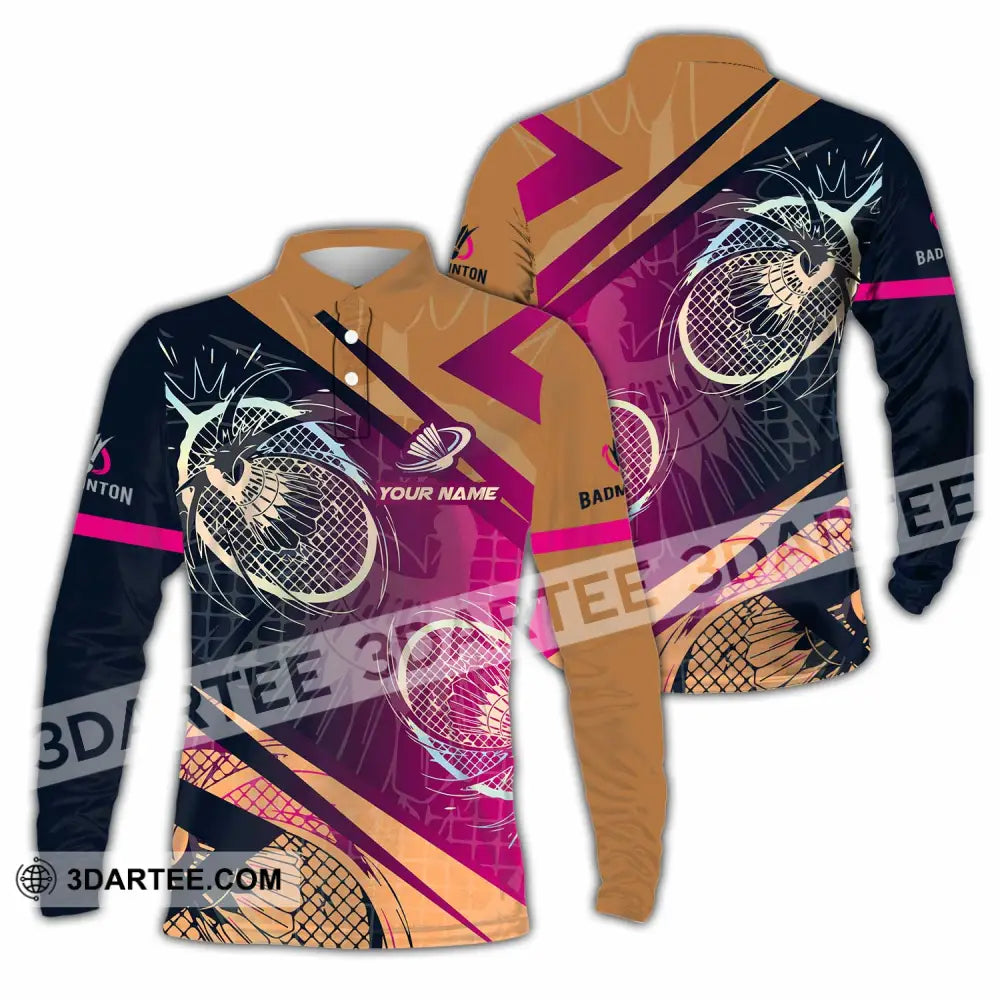 Unisex Shirt - Custom Badminton 3D Shirt Long Sleeve Polo / S T-shirt