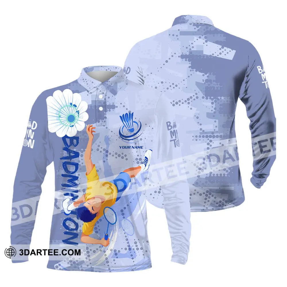 Unisex Shirt - Custom Badminton 3D Shirt Long Sleeve Polo / S T-shirt
