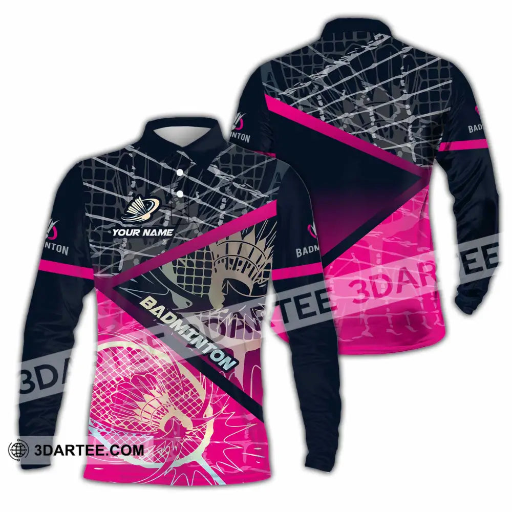 Unisex Shirt - Custom Badminton 3D Shirt Long Sleeve Polo / S T-shirt