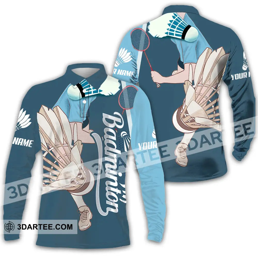 Unisex Shirt - Custom Badminton 3D Shirt Long Sleeve Polo / S T-shirt