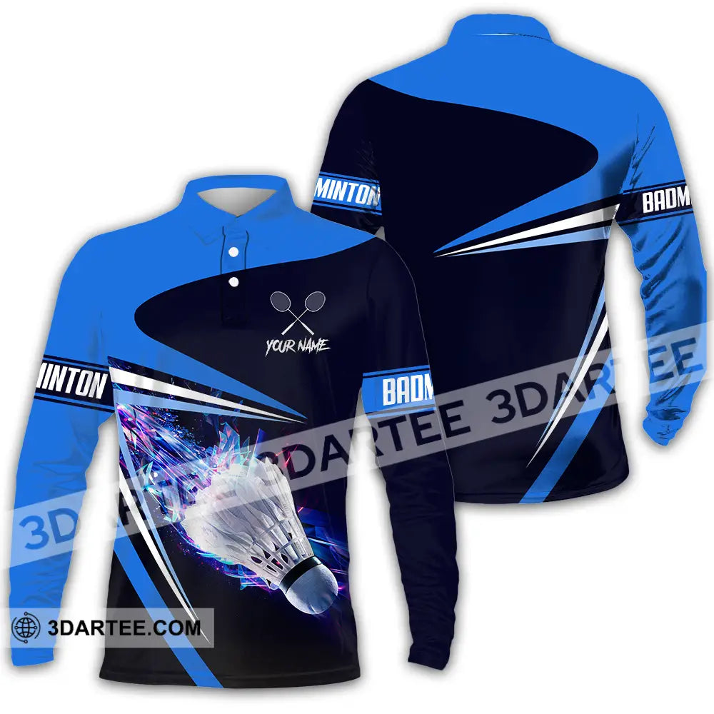 Unisex Shirt - Custom Badminton 3D Shirt Long Sleeve Polo / S T-shirt