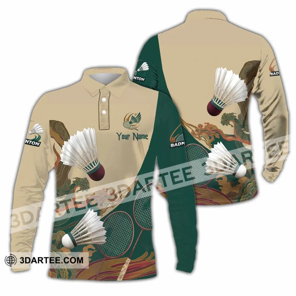 Unisex Shirt - Custom Badminton 3D Shirt Long Sleeve Polo / S T-shirt