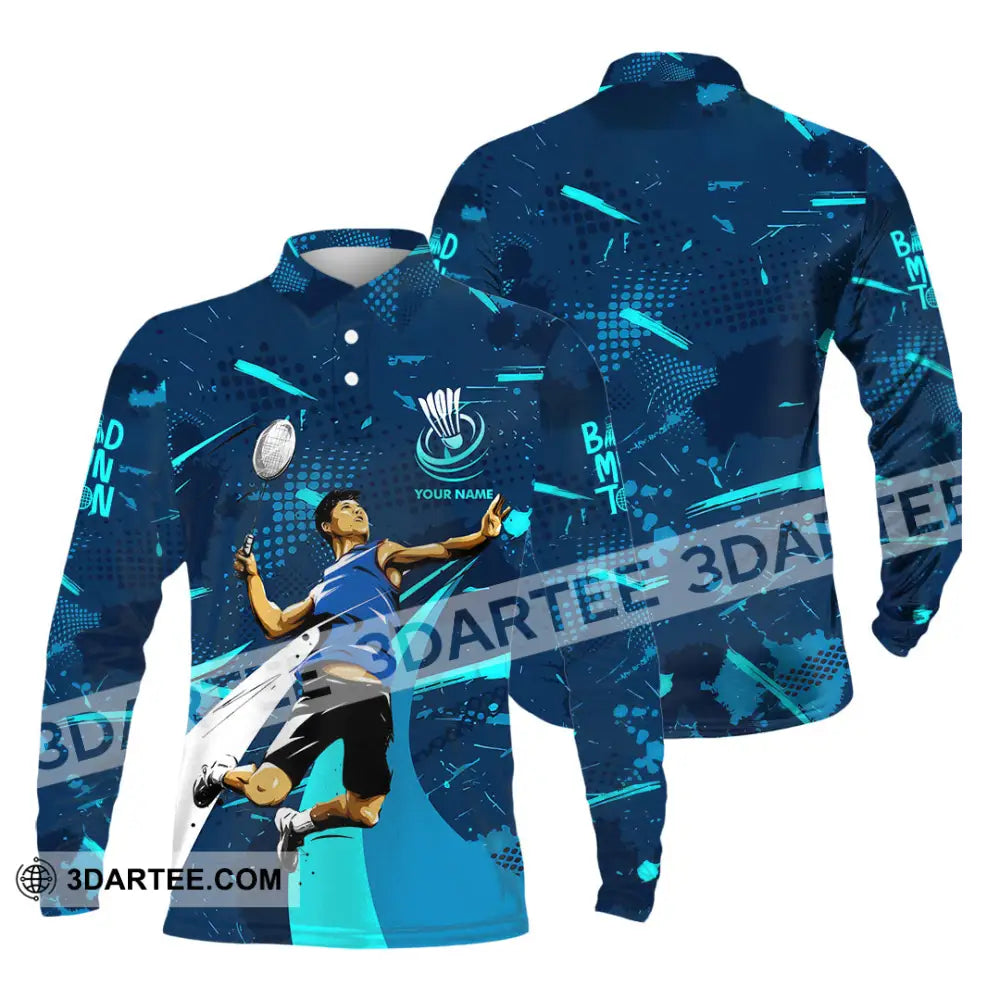 Unisex Shirt - Custom Badminton 3D Shirt Long Sleeve Polo / S T-shirt