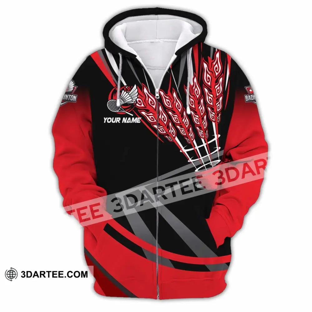 Unisex Shirt - Custom Badminton 3D Shirt Zipper Hoodie / S T-shirt