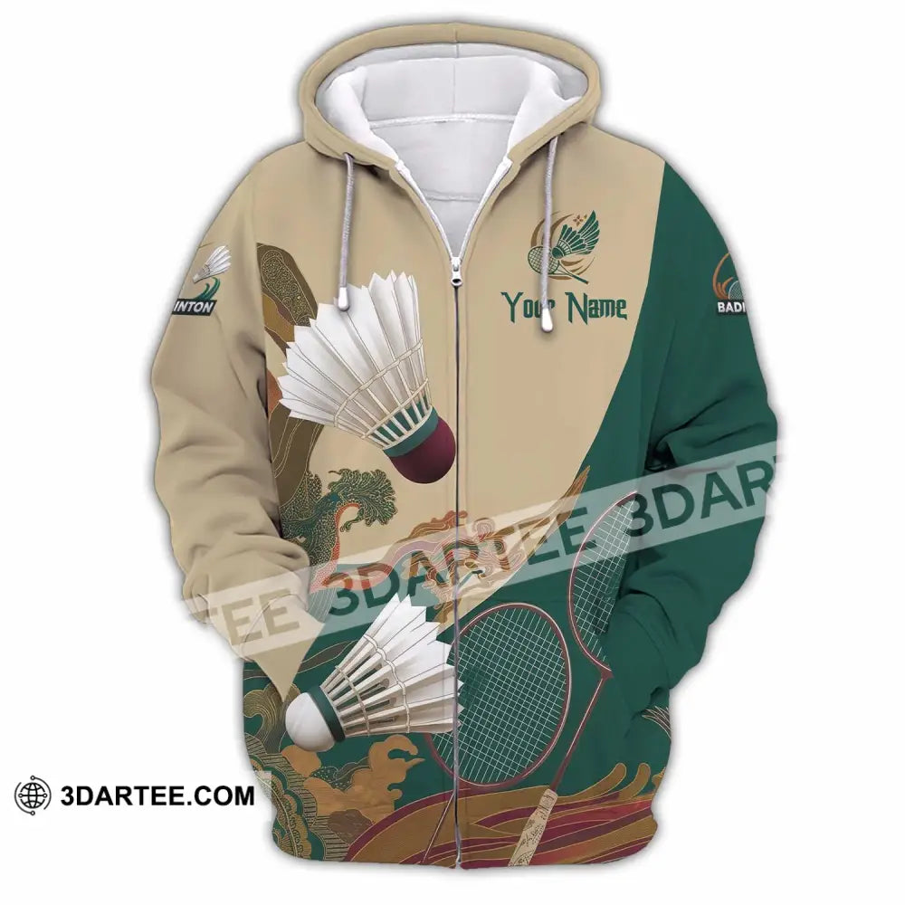Unisex Shirt - Custom Badminton 3D Shirt Zipper Hoodie / S T-shirt