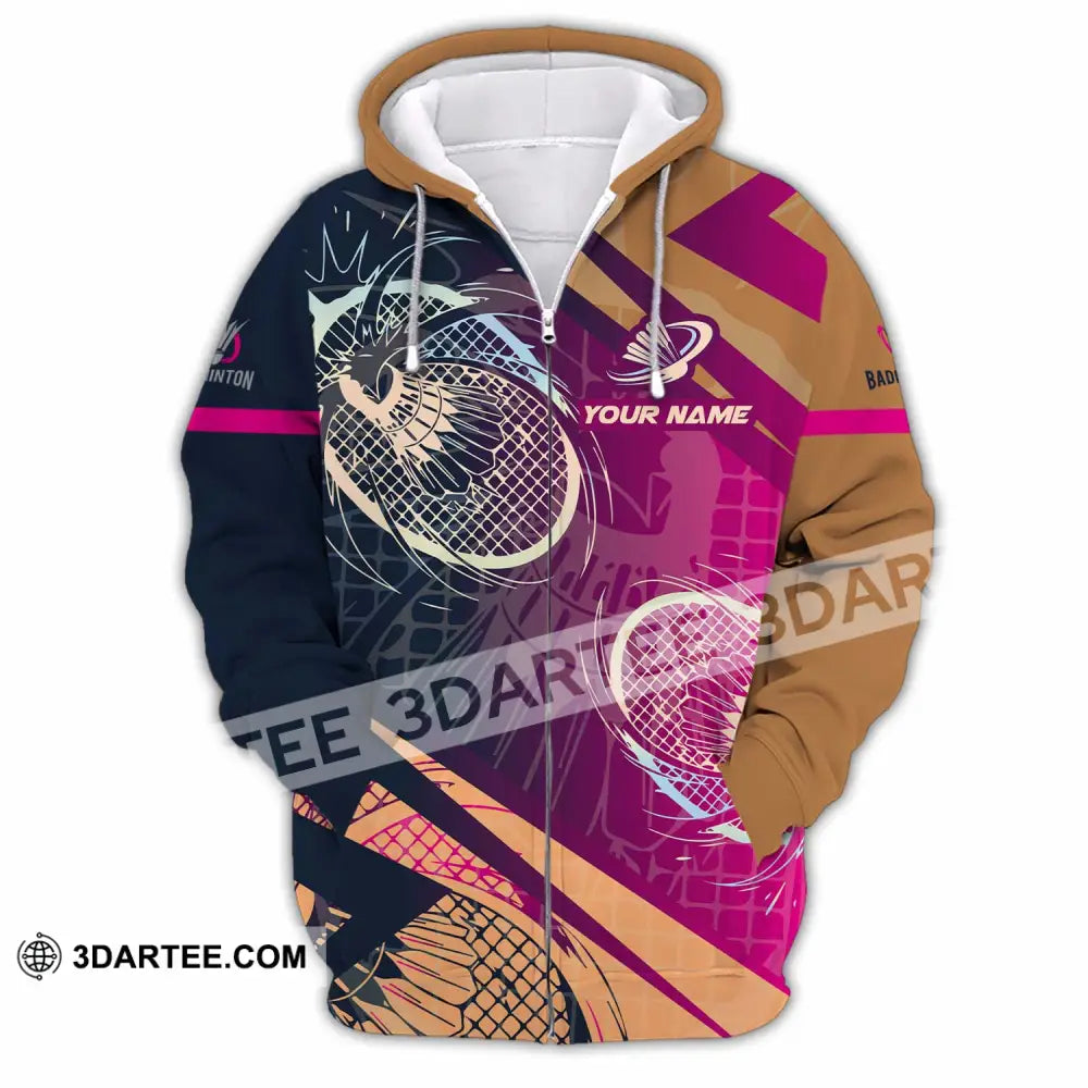 Unisex Shirt - Custom Badminton 3D Shirt Zipper Hoodie / S T-shirt