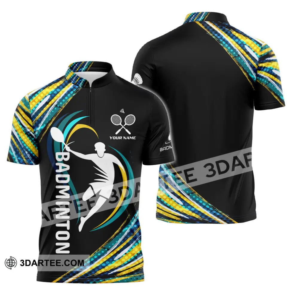 Unisex Shirt - Custom Badminton 3D Shirt Zipper Polo Shirt / S T-shirt