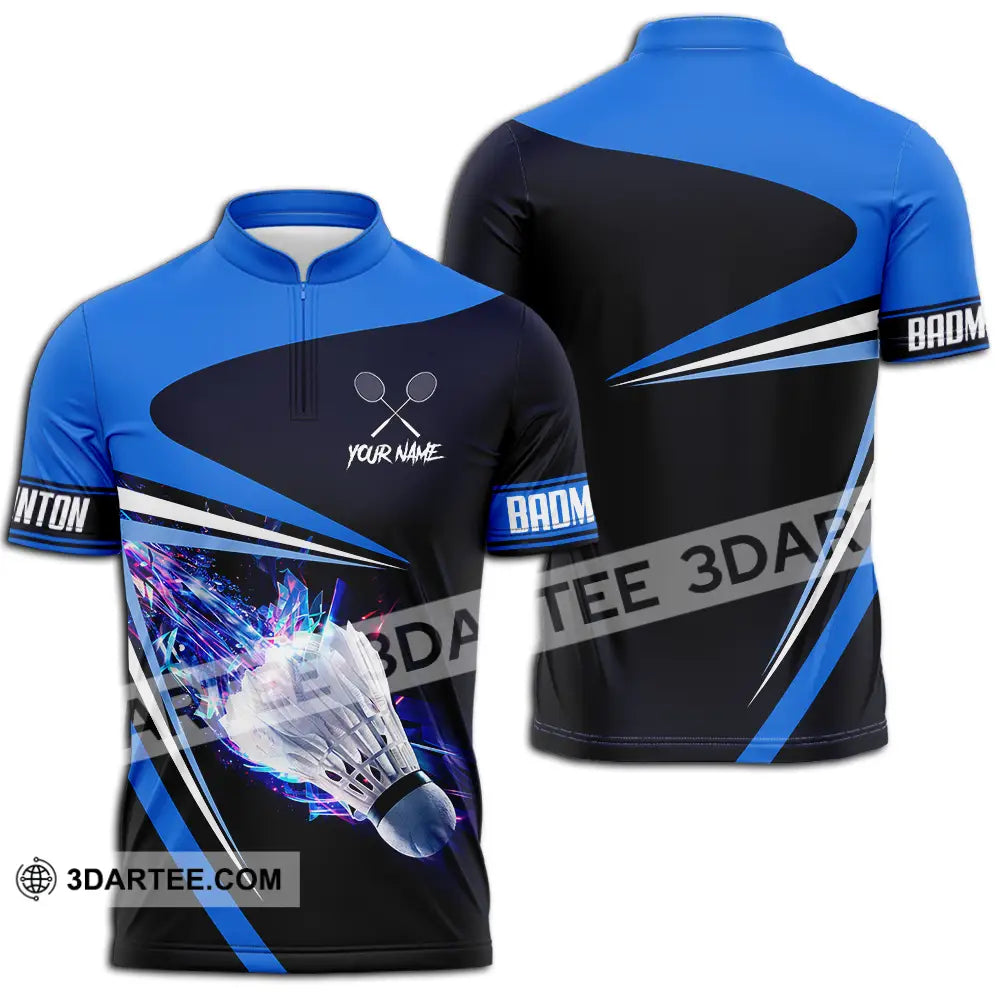 Unisex Shirt - Custom Badminton 3D Shirt Zipper Polo Shirt / S T-shirt