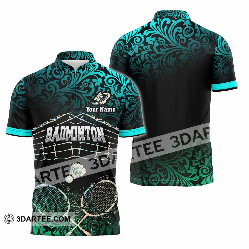 Unisex Shirt - Custom Badminton 3D Shirt Zipper Polo Shirt / S T-shirt