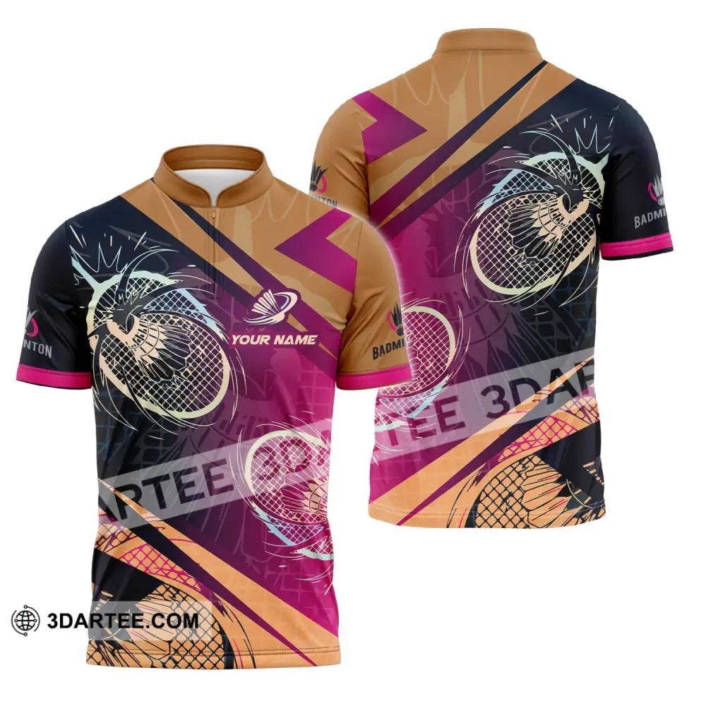 Unisex Shirt - Custom Badminton 3D Shirt Zipper Polo Shirt / S T-shirt
