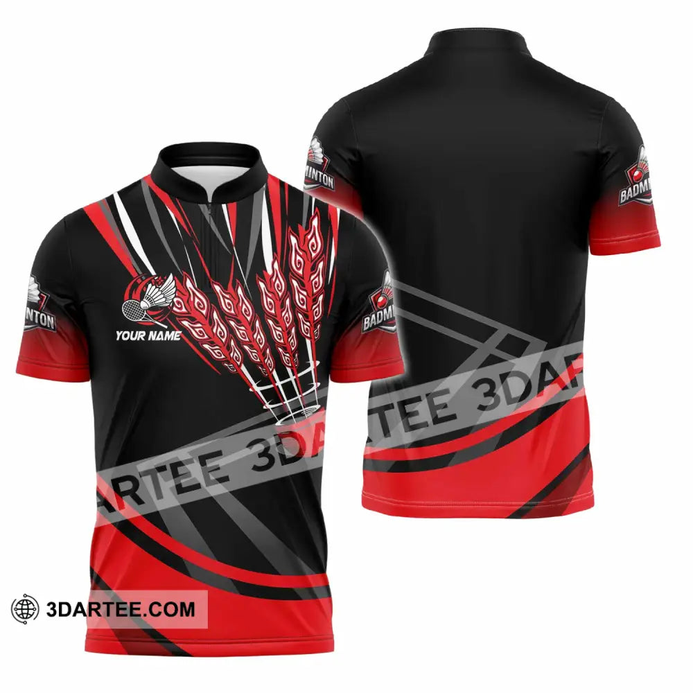 Unisex Shirt - Custom Badminton 3D Shirt Zipper Polo Shirt / S T-shirt