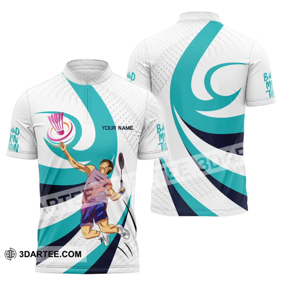 Unisex Shirt - Custom Badminton 3D Shirt Zipper Polo Shirt / S T-shirt