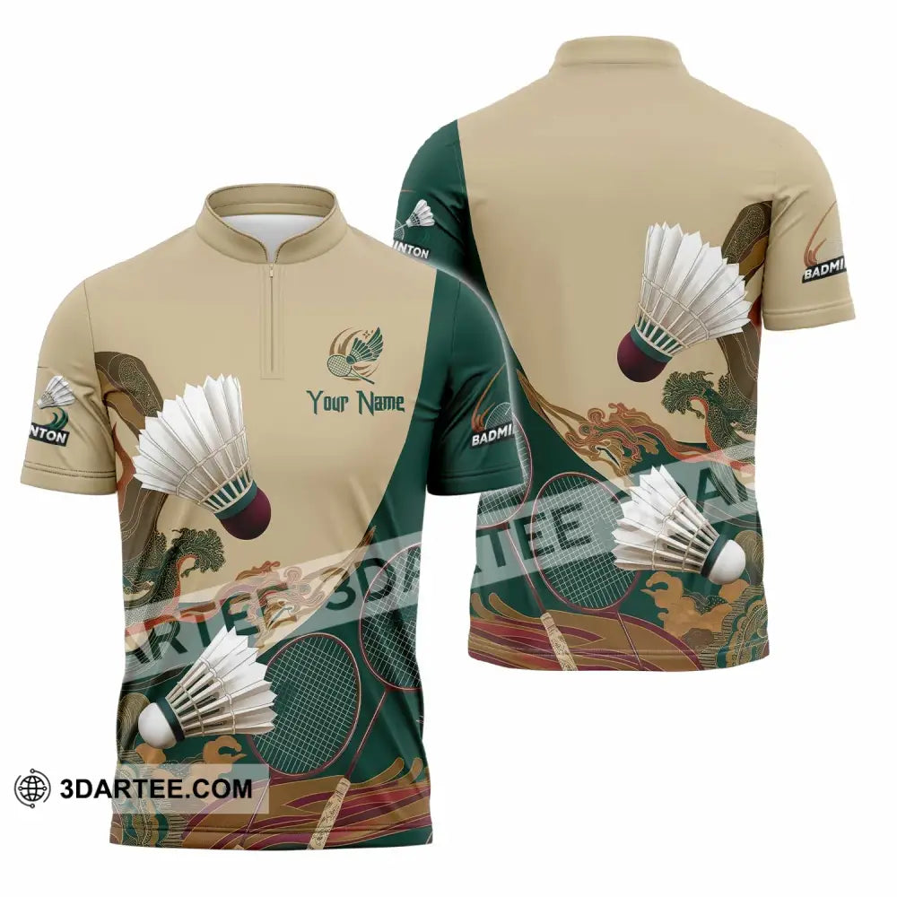 Unisex Shirt - Custom Badminton 3D Shirt Zipper Polo Shirt / S T-shirt
